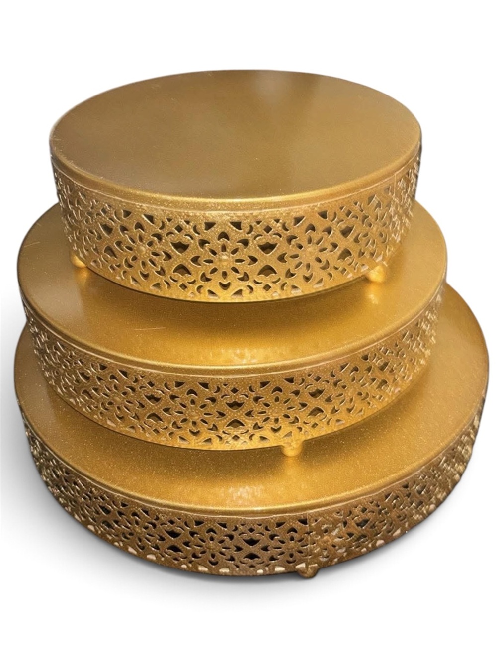 HEDUME 3-Piece Round Metal Cake & Dessert Stands Set with Feet